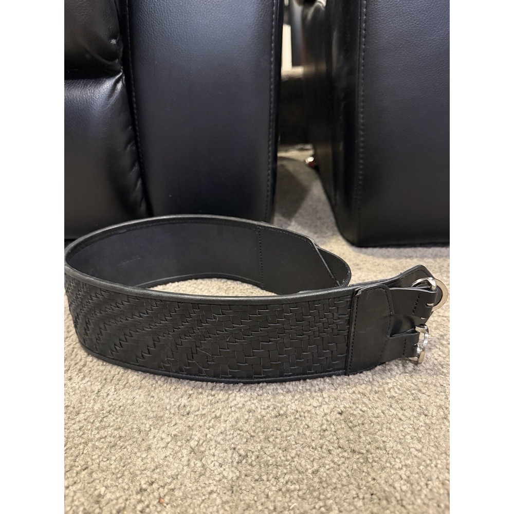 Cole Haan Woven Belt Black Leather Belt B20774 Size XS